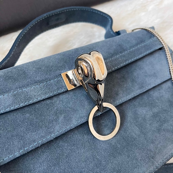 $899 NWOT LYA LYA Mini Vultura Clutch Suede-like Blue Silver Shoulder Bag Dubai - Picture 15 of 15